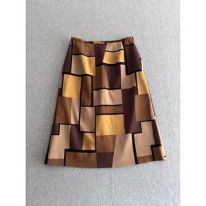 Plein De Vie‎ Pencil Skirt Lined Ladies Import Brown 90s Color Block Y2K 25W
